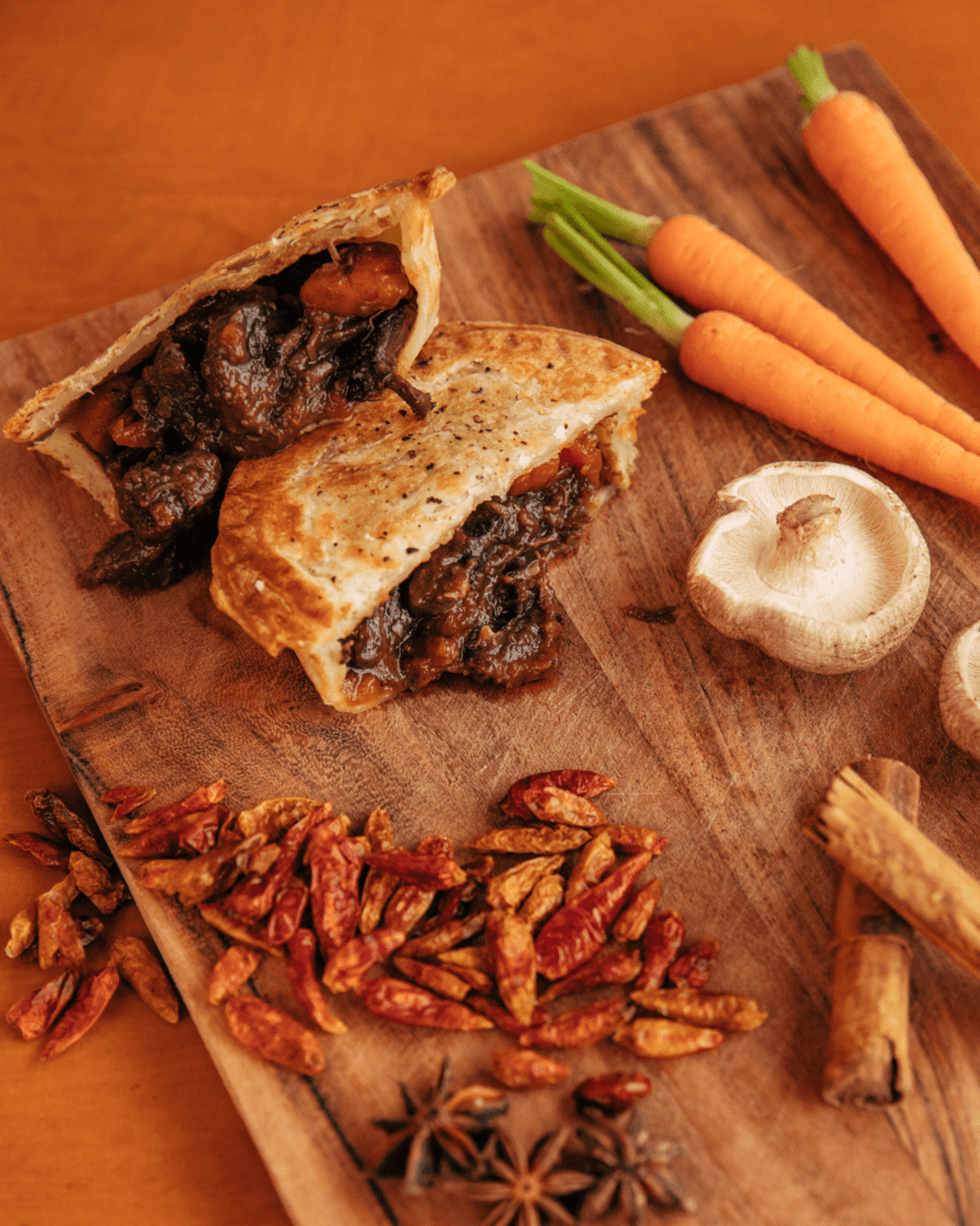 Chicken Roti Pie Roti Bros | Pies made with a flaky roti pastry.
